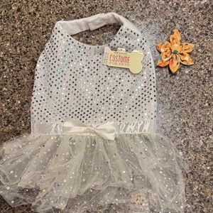 NEW Sparkly Dog (or Cat) Costume size with soft Yellow Ear or Collar Bow